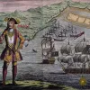 Pirate captain Bartholomew Roberts in his finery.