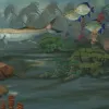 Illustration of the Paleozoic shallow water habitat. 