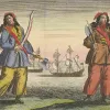 Pirates Ann Bonny and Mary Read. After their capture, they were granted stays of execution because of their conditions.