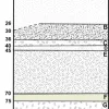 A diagram of the different soil layers located at Hare Harbor, Quebec in 2008.  Wood chips were located at the deepest layer, then whale bone, then codfish bones.