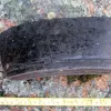 a seven inch fragment of an Inuit soapstone pot recovered at Hare Harbor in Quebec, Canada 