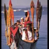 Members of the Squamish Nation paddle to a 1997 festival celebrating Native canoe arts.