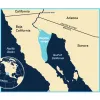 Map showing vaquita range in the Gulf of California with inset showing the Western Hemisphere and equator.