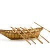a skin boat model with oars