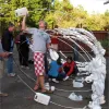 After collecting, cleaning and sorting the plastic, the community came back together to construct the whale ribcage.