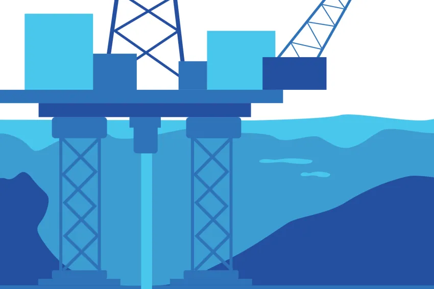 Illustration of an offshore oil rig. 