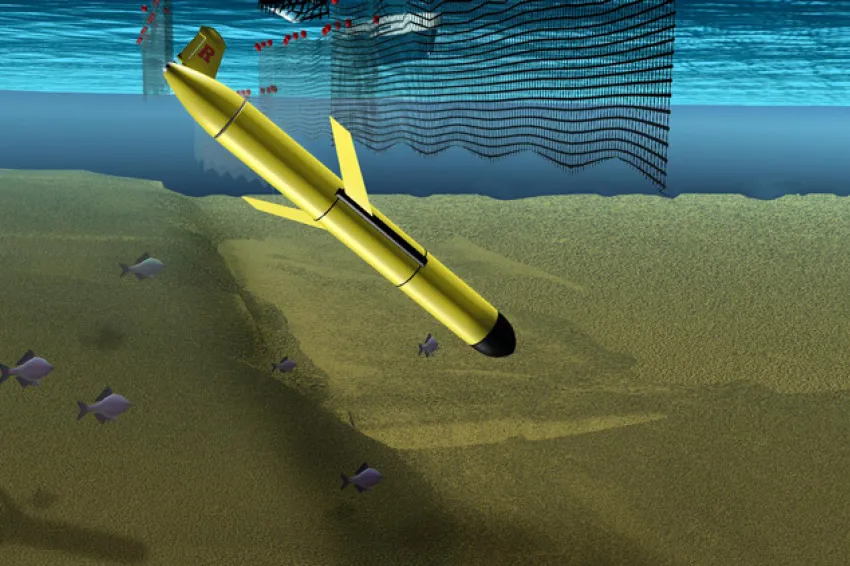 Illustration of Robotic Glider Evading Fishing Nets