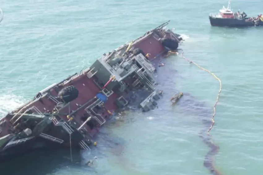 an oil tanker sinking