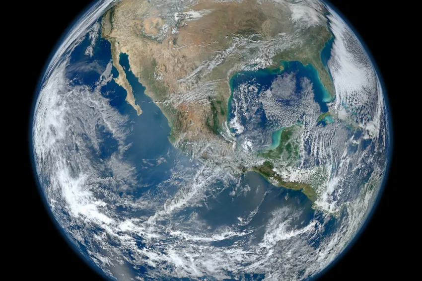 A satellite image of Earth. 