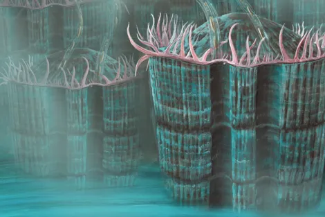 Color illustration of an ancient bivalve.
