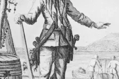 Blackbeard may have been the most notorious pirate of all. Fierce and ferocious-looking, he stood 6’4” tall and had wild eyes and an explosive temper. To add to the effect, he tucked slow-burning cannon fuses under his hat.