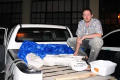 A Smithsonian scientist with a whale fossil he excavated