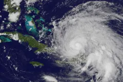 A NASA satellite image from August 23, 2011 of Hurricane Irene, the Atlantic basin's first hurricane of 2011. 
