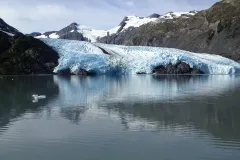 The Portage Glacier near Anchorage, Alaska has retreated so much that it is no longer visible from the visitor center built for its viewing in 1986.
