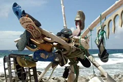 Trash Sculpture on the Beach in Bonaire