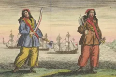 Pirates Ann Bonny and Mary Read. After their capture, they were granted stays of execution because of their conditions.