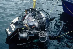 Dr. Clyde Roper in a one-person submersible. 