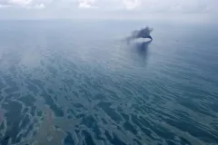 Oil on the water’s surface in the Gulf of Mexico during the Deepwater Horizon oil spill.