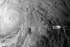A satellite image of Hurricane Sandy as it passed over Cuba and Jamaica on October 25, 2012.