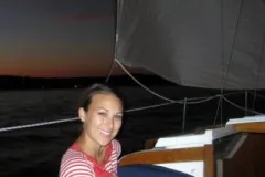 Ocean Portal Community Manager Maggy Benson on a sailboat