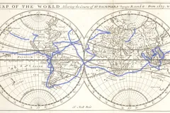 This map shows the route of Dampier’s first voyage around the world.