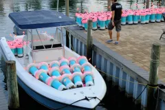 A boat full of SCOPE drifters waits to release small, biodegradable buoys that will travel throughout the Gulf of Mexico and send GPS coordinates to researchers.