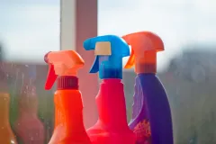 Three cleaning spray bottles 