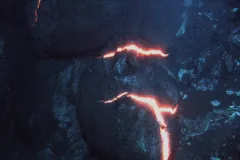 Superheated magma slowly leaks from a crack in the seafloor. 