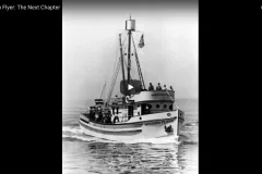 Black and White photo of the Western Flyer on the ocean.