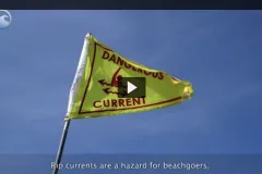 A yello rip current warning flag.