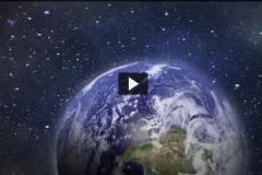 Screenshot of "Blue Planet" music video showing aerial view of Earth. 