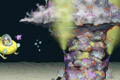 Illustration from video showing a hydrothermal vent. 