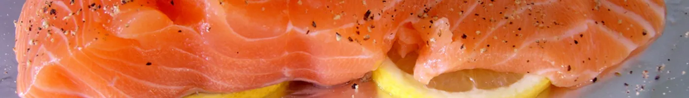 A pink cut of salmon meat