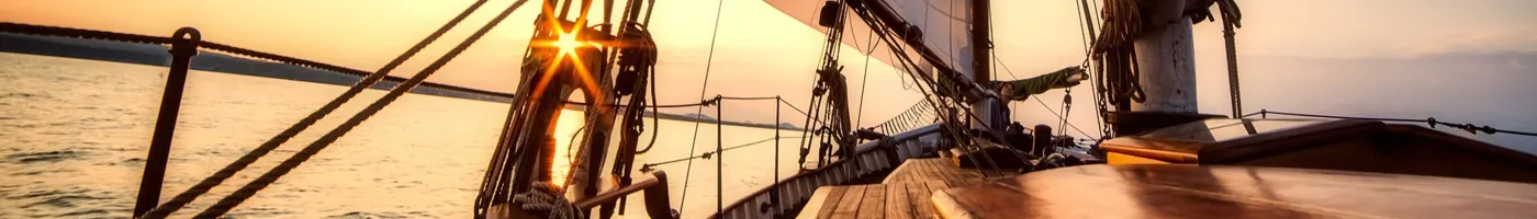 View of water off a sailing vessel. 