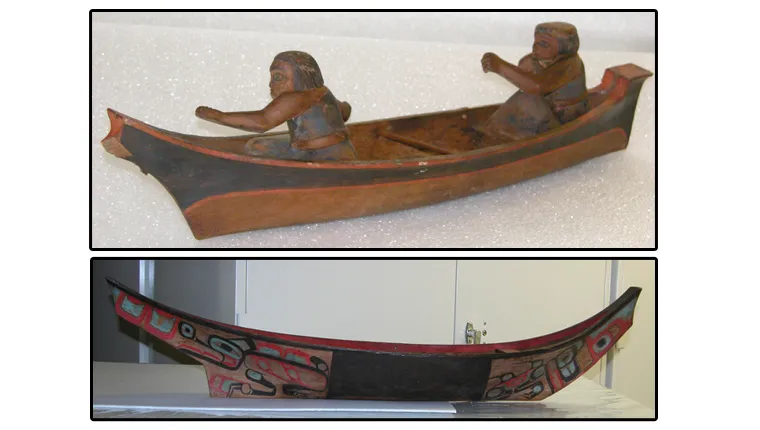 As these models show, traditional canoes came in a variety of shapes and designs.