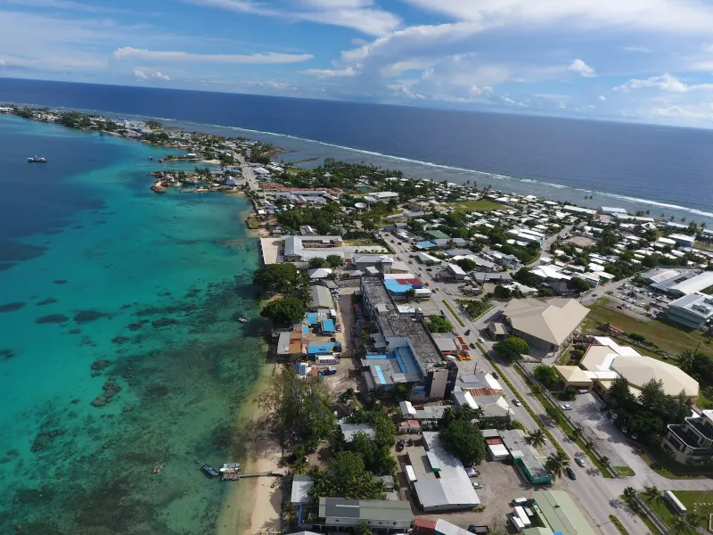 An image from a drone of Majuro island
