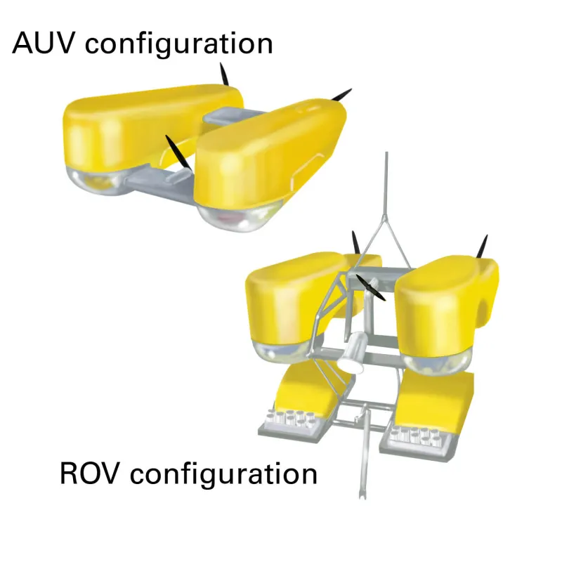 Hybrid vehicles combine the best features of ROVs and AUVs.
