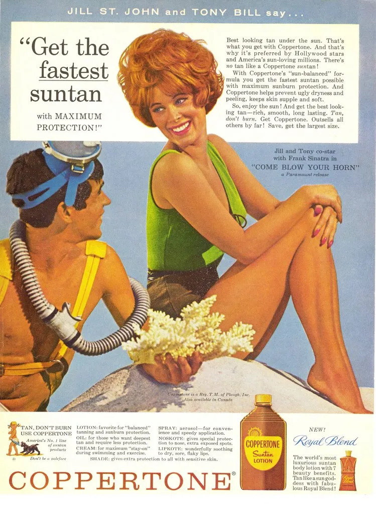 an advertisement featuring a man in scuba gear and a woman smiling at him