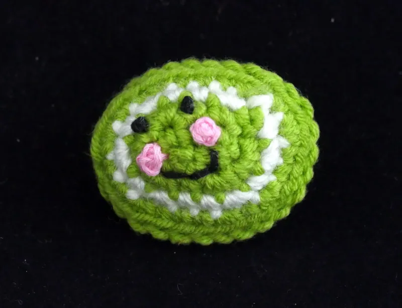 a green crochet bacteria