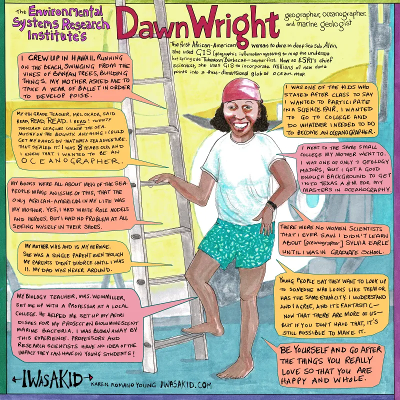 a cartoon of a woman on a ship deck