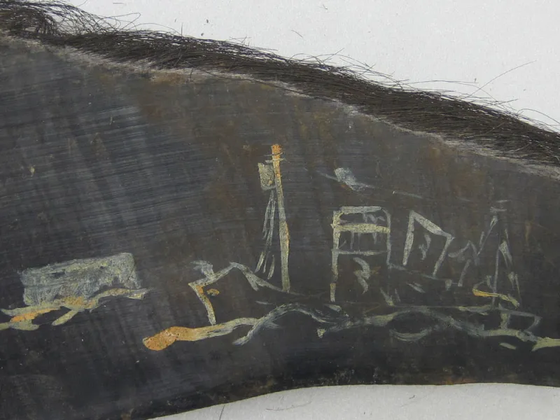 a painting of a ship on a plate of baleen