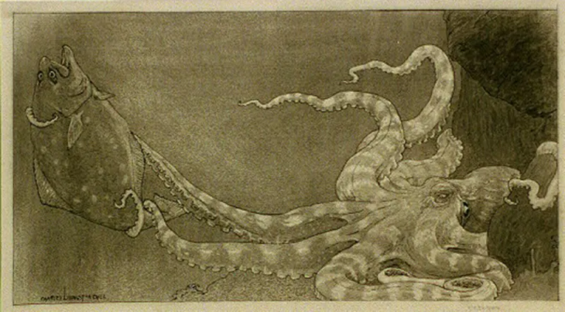 An octopus catching a fish