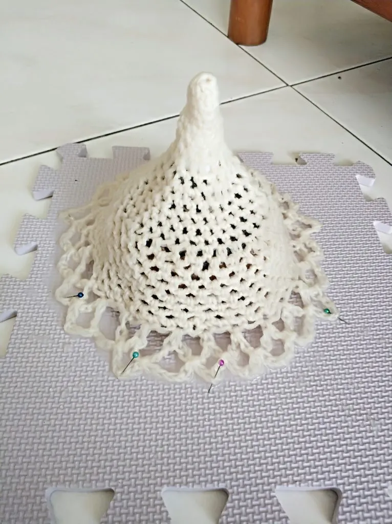 a finished radiolarian crochet project