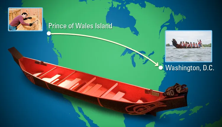 The canoe traveled more than 4,828 kilometers (3,000 miles) to reach Washington, D.C.