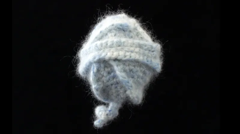 a crocheted microbe