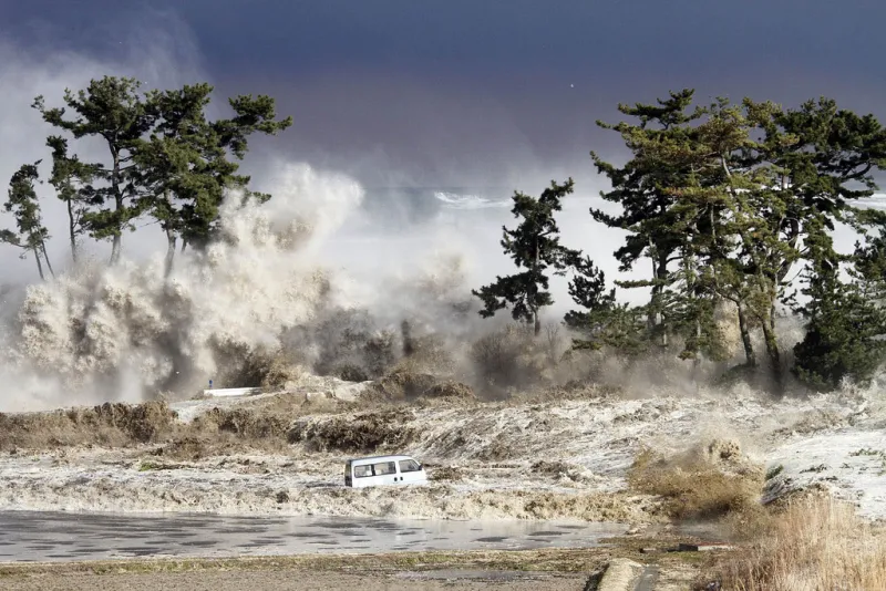 A tsunami is a set of waves created by a disturbance, likely an earthquake, which reaches the surface of the sea. 