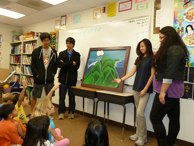 Hawaii students studying the ocean and climate teach kids.
