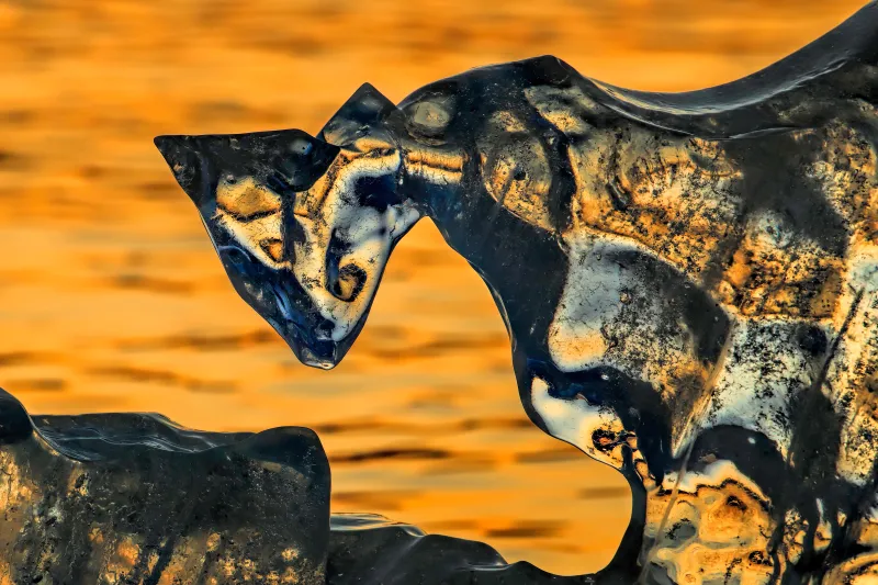 Polar ice melting during sunset