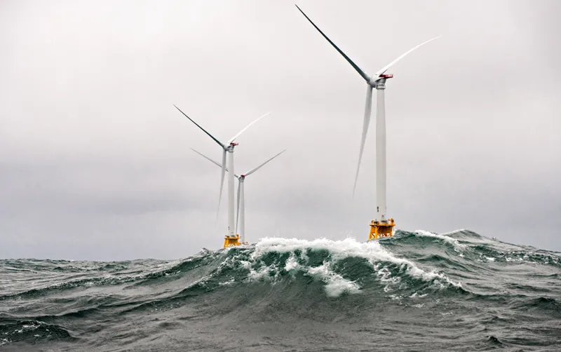 The five turbines off of Block Island successfully withstood winter storm Stella in March 2017, and even produced power through most of the storm. 