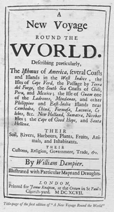 This is the cover of the book Dampier wrote about his first trip around the world.